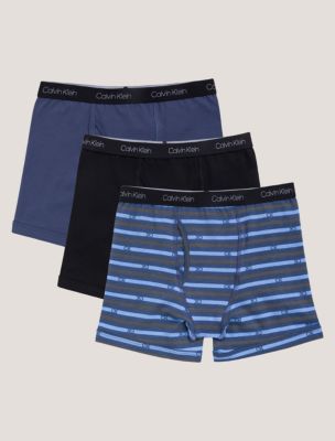 Boys Cotton Stretch 3-Pack Boxer Brief, Blue Ck Varsity Stripe /Black / Blue Indigo