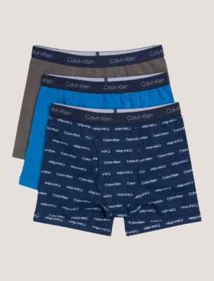 Boys Cotton Stretch 3-Pack Boxer Brief, Black Iris Calvin Two Tone/Castlerock/Captains Blue