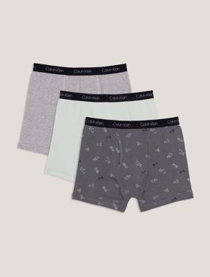 Boys Cotton Stretch 3-Pack Boxer Brief, Granite Gray Trucks / Slate Gray / Heather Gray