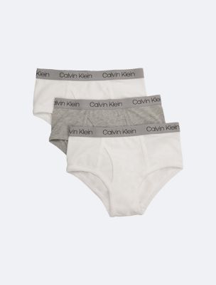 Boys Cotton Stretch Logo 3-Pack Brief, Heather Gray/Classic White/Classic White