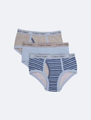 Boys Cotton Stretch Logo 3-Pack Brief, Blue Multi/Grey