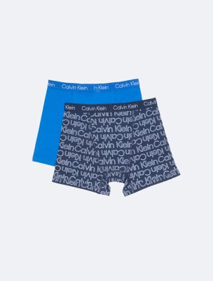 Трусы-боксеры для детей, хлопок, стрейч, 2 шт. — Calvin Klein, цвет: Синий / Тёмно-синий — фото 2