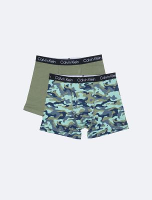 Boys Cotton Stretch 2-Pack Boxer Brief, Camo/Olive