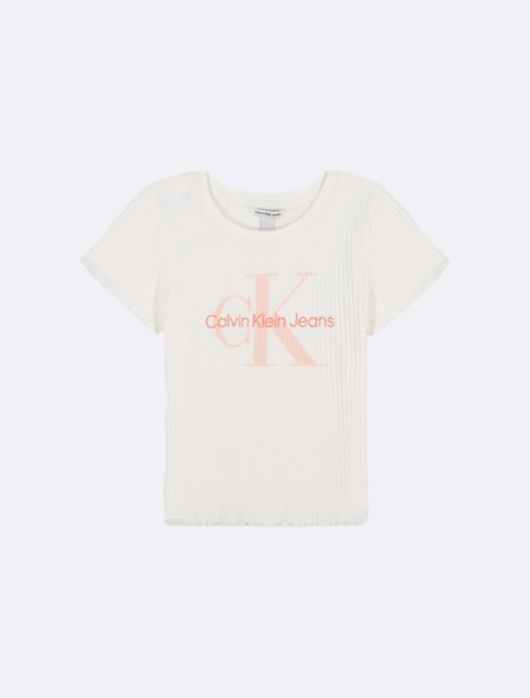 Детские футболки Calvin Klein Girls Chunky Rib Monologo Tee
