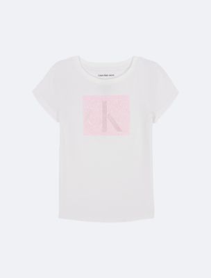 Girls Heart Monogram Logo Graphic Classic T-Shirt, White