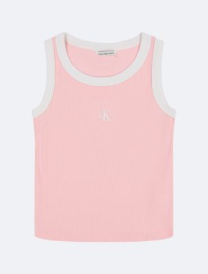 Girls Monogram Logo Ribbed Tank Top, Fairy Tale