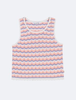 Girls Crochet Tank Top, Multi Stripe