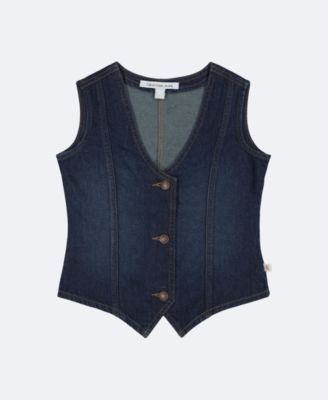 Girls Denim Vest, Stonewash