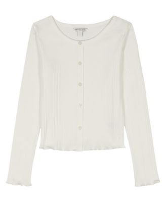 Girls Variegated Rib Cardigan, Bellato/Alabaster