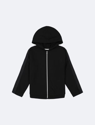 Chandail à capuchon en molleton avec logo et glissière pour fille, noir