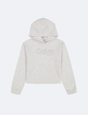 Girls Fleece Logo Lounge Hoodie, Silver Heather