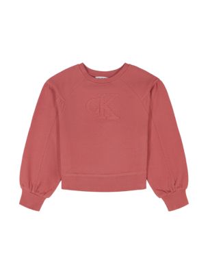 Girls Terry Sweatshirt, Deep Blush