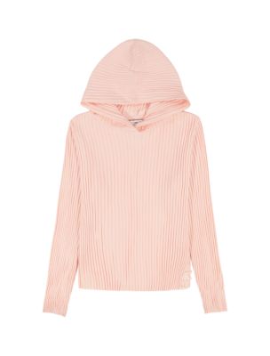 Girls Rib Relaxed Hoodie, Brown Smoke