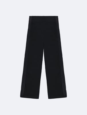 Girls Fleece Logo Wide Leg Sweatpants, Black