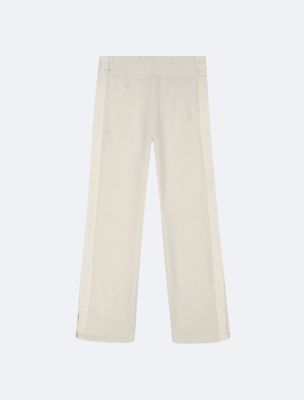 Girls Fleece Logo Wide Leg Sweatpants, Antique White