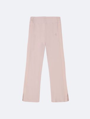 Girls Fleece Logo Wide Leg Sweatpants, Silver Peony
