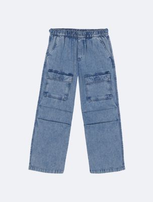 Girls Denim Cargo Pants, Avalon Wash