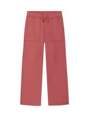 Girls Terry Wide Leg Sweatpants, Deep Blush