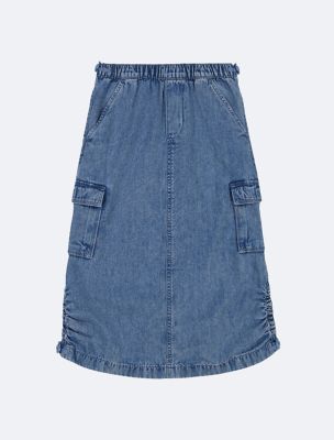 Girls Denim Cargo Skirt, Avalon Wash