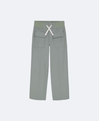 Girls Twill Wide Leg Pants, Forest