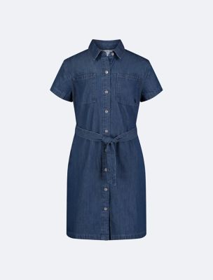 Girls Denim Shirt Dress, Medium Chambray