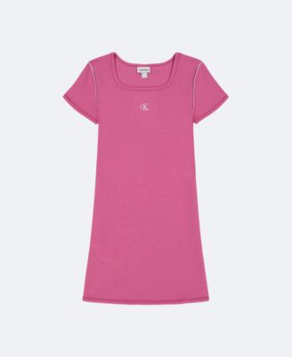 Girls Monogram Mini T-Shirt Dress, Spicebrry/Tabasco/Crnbrry