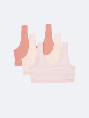 Girls 3-Pack Lace Bralette, Crystal / Sand / Rose