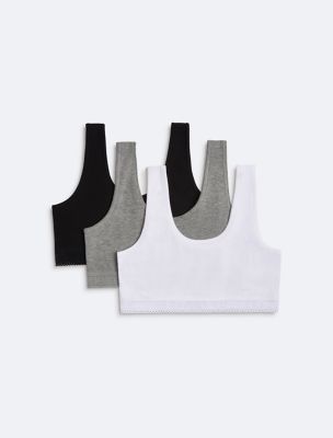 Girls 3-Pack Lace Bralette, Heather Grey / White / Black