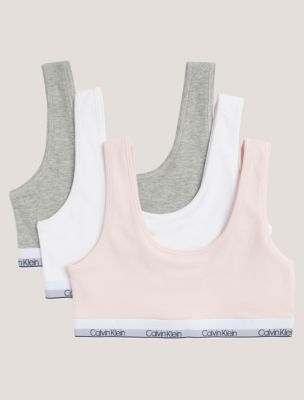 Girls Cotton Stretch 3-Pack Unlined Bralette, Crystal Pink Multi