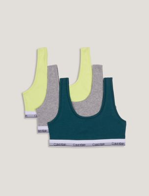 Girls Modern Cotton 3-Pack Cropped Bra, Pacific Multi