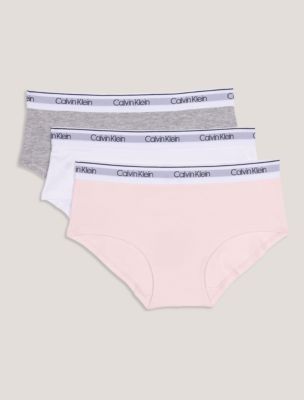 Girls Cotton Stretch 3-Pack Hipster, Crystal Pink Multi