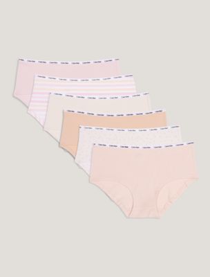 Girls Cotton Stretch 6-Pack Hipster, Crystal Pink Multi