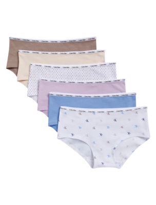 Girls Cotton Stretch 6-Pack Hipster, Hearts Ck Mono