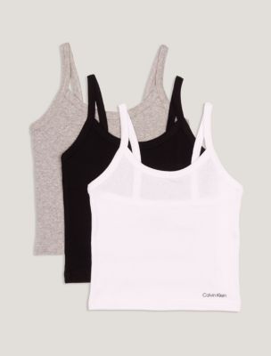 Girls Ribbed Cropped 3-Pack Tank Top, Multi