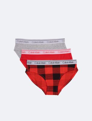 Girls 3-Pack Bikini, Buffalo / Red / Heather Grey