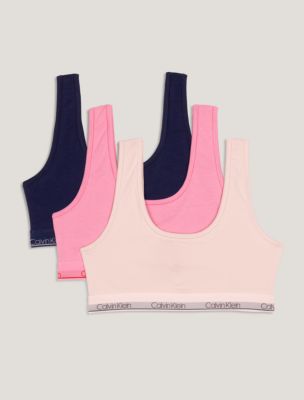 Girls Cotton Stretch 3-Pack Bralette, Pink Multi