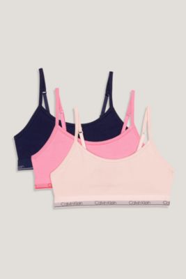 Logo Band Unlined 3-Pack Bralette, Coral Multi