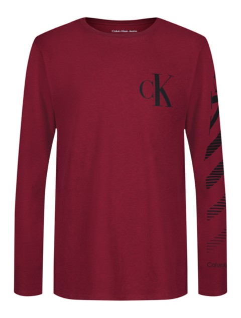Детские футболки Calvin Klein Boys Monogram Gradient Stripe Long Sleeve Tee