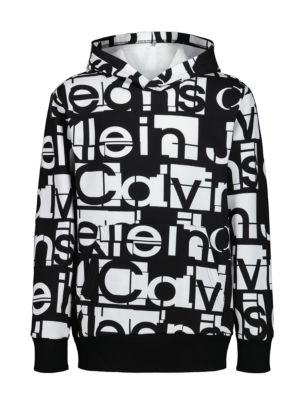 Boys Allover Tonal Graphic Logo Hoodie