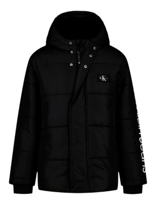 Boys Monologo Patch Puffer Jacket, Black