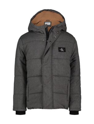 Boys Monologo Patch Puffer Jacket, Grey