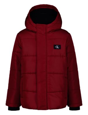 Boys Monologo Patch Puffer Jacket, Red