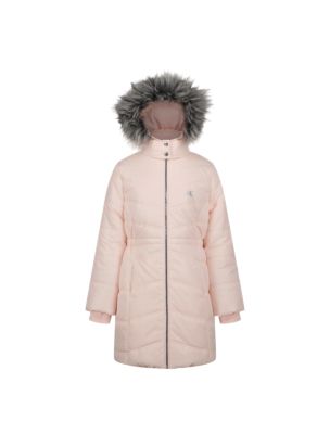 Куртка Calvin Klein Aerial Hooded Puffer для девочек, цвет: Mangano Calcite