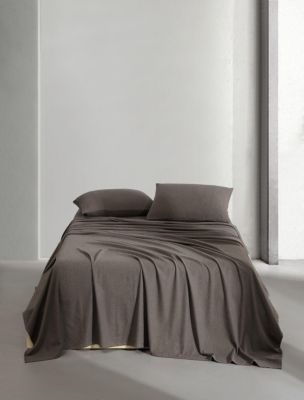 Melange Flannel Sheet Set, Chocolate