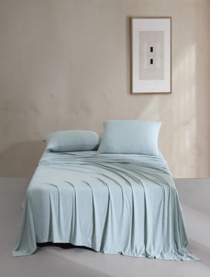 Modern Cotton Melange Jersey Sheet Set, Aqua Blue