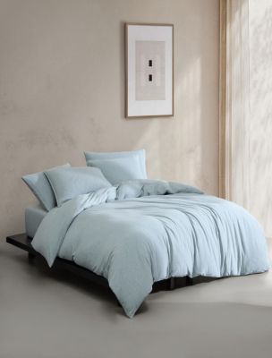 Modern Cotton Melange Jersey Duvet Cover Set, Aqua Blue