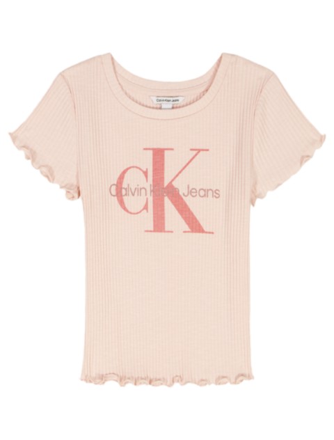 Детские футболки Calvin Klein Girls Monologo Rib T-Shirt