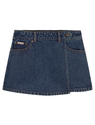 Girls Denim Mini Skort, Beckford Blue Wash