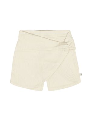 Girls Textured Wrap Skort, Natural