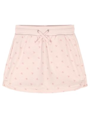 Girls Allover Monogram Skort, Pearl